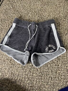 Justice Charcoal Heather Athletic Shorts with White Trim